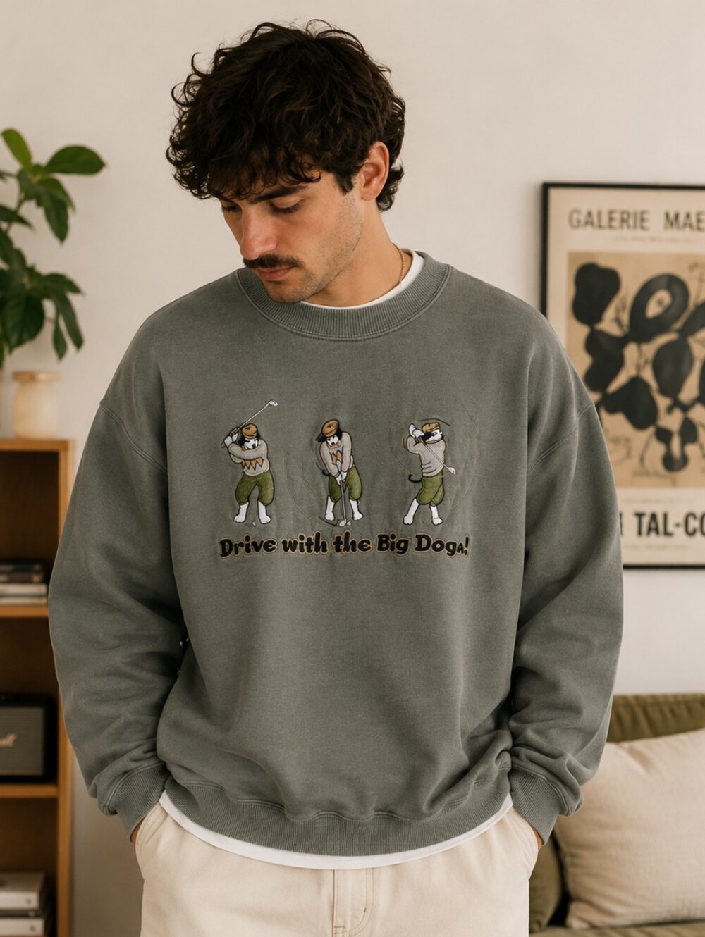 Big Dogs Vintage 90s/00s Golf Graphic Sweatshirt Crewneck Olive Green